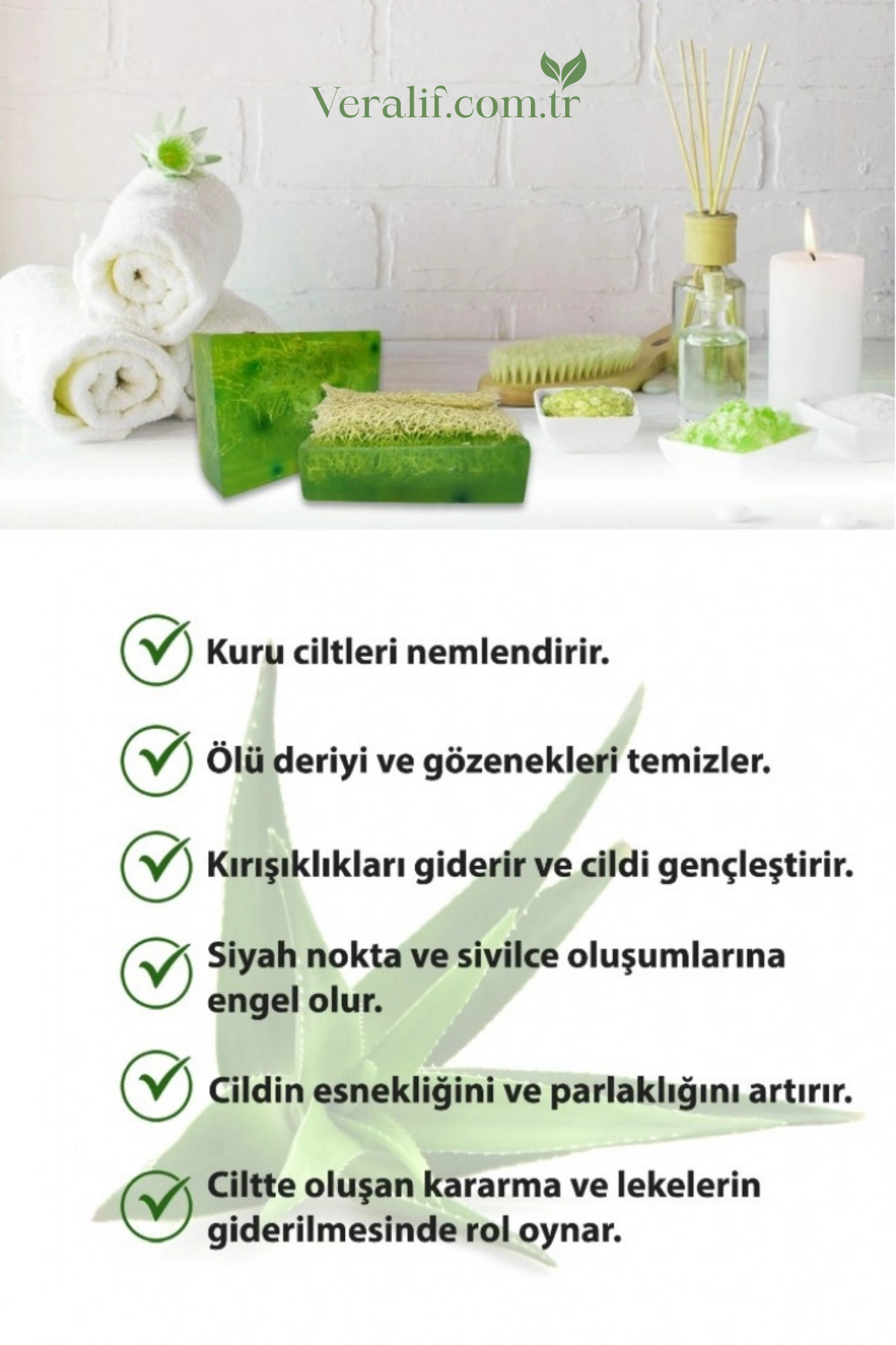 Veralif - Sivilce Ve Leke Karşıtı Doğal Kabak Lifli Aloe Sabun